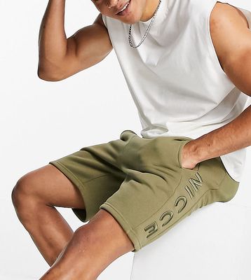 Nicce mercury embroidered shorts in olive Exclusive to ASOS-Green