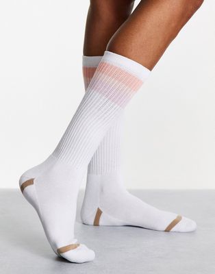 UGG Clare three stripe crew sock in white