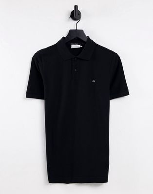 Calvin Klein refined pique slim fit polo in black