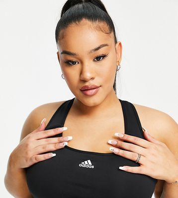 adidas Training Plus paneled mid-support sports bra in black