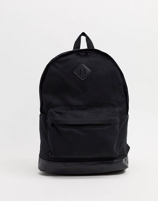 ASOS DESIGN backpack in black canvas and faux leather