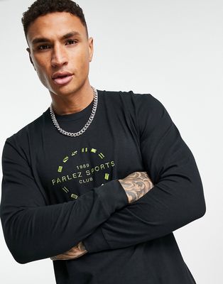 Parlez Rival embroidered long sleeve top in black