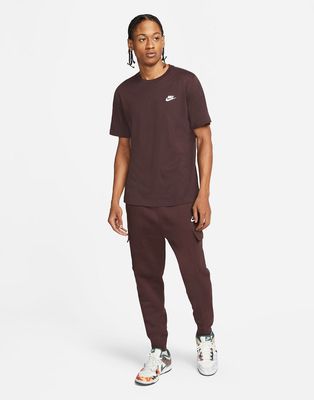 Nike Club Fleece cuffed cargo sweatpants in dark brown