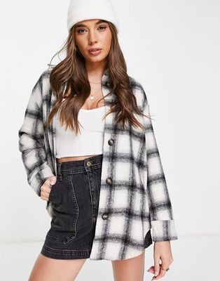New Look brushed overshirt in black check