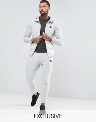 Puma skinny fit tracksuit set in gray Exclusive at ASOS