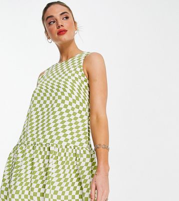 Annorlunda cami smock dress in checkerboard print-Multi
