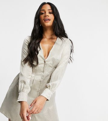 Missguided a-line mini dress with cinched waist in cream-White