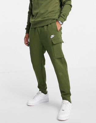 Nike Club Fleece cuffed cargo sweatpants in khaki-Green