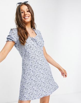 Aeropostale puff sleeve flare dress in baby blue-Blues