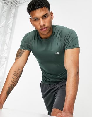ASOS 4505 icon muscle fit training t-shirt with quick dry in khaki-Green