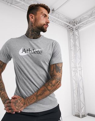 Nike Training Dri-FIT Swoosh Athlete logo t-shirt in gray heather