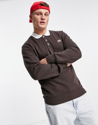 Jack & Jones Originals oversized rugby sweatshirt in brown