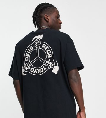 Deus Ex Machina too busy backprint heavyweight t-shirt in black exclusive to ASOS-Gray