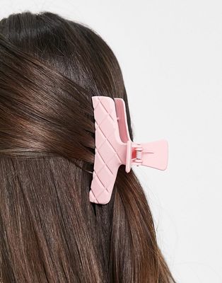 My Accessories London matte quilted hair claw clip in lilac-Pink