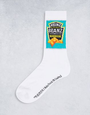 ASOS DESIGN Heinz baked beans sports socks in white