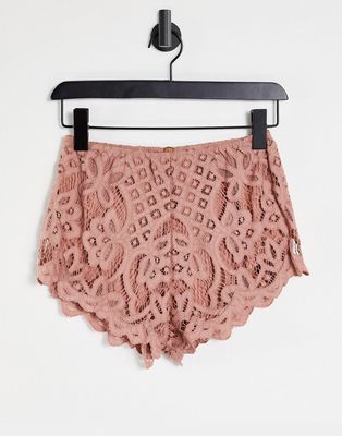 Free People adella shorts in lace-Pink