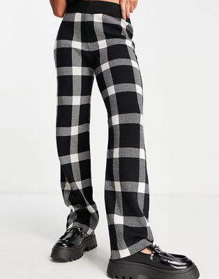 Vero Moda knitted pants in black & white check - part of a set-Multi