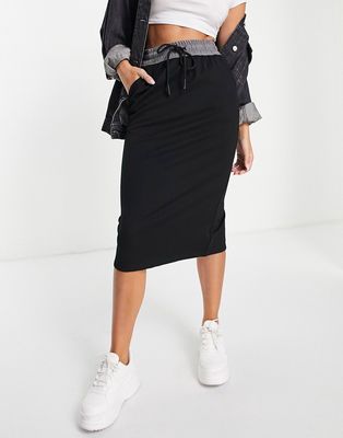 Urban Revivo drawstring waist mini skirt in black