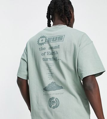 Deus Ex Machina vertical backprint heavyweight t-shirt in green exclusive to ASOS