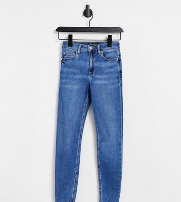 ASOS DESIGN Petite high rise ridley 'skinny' jeans in pretty mid stonewash-Blues