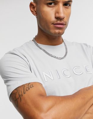 Nicce embroidered logo mercury t-shirt in stone gray