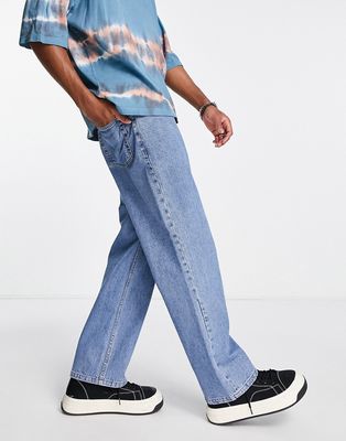 Topman baggy jeans in mid wash-Blue