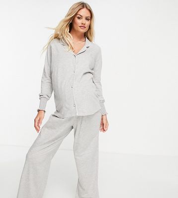 River Island Maternity long sleeve pajama set in gray-Grey