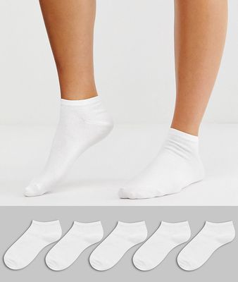 ASOS DESIGN 5 pack sneaker socks-White