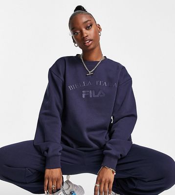 fila oversized sweatshirt with tonal branding in navy