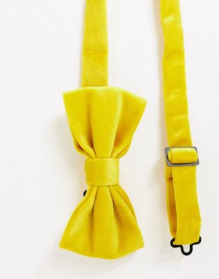 Devils Advocate velvet bow tie in yellow