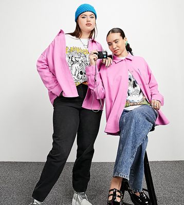 COLLUSION oversized loopback shirt in pink