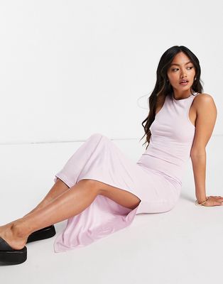 French Connection racer back midi jersey dress in lilac-Purple