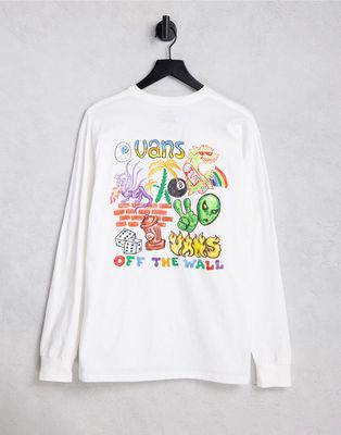 Vans X Crayola long sleeve t-shirt with flower back print in white