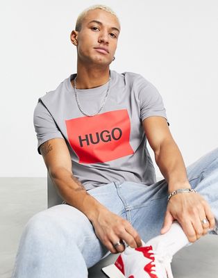 Hugo Dulive box logo t-shirt in gray