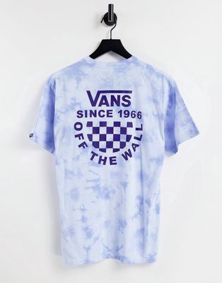 Vans Checker logo tie-dye back print T-shirt in blue-Blues