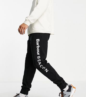 Barbour Beacon side logo sweatpants in black Exclusive at ASOS