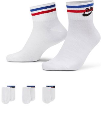 Nike Essential 3-pack ankle socks in white