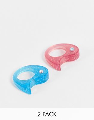 ASOS DESIGN best friends plastic ring in yin yang design-Multi
