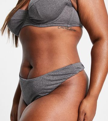 ASOS DESIGN Curve Dion thong in gray heather-Grey