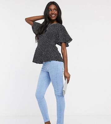 ASOS DESIGN Maternity high rise ridley 'skinny' jeans in bright blue with over the bump waistband-Blues
