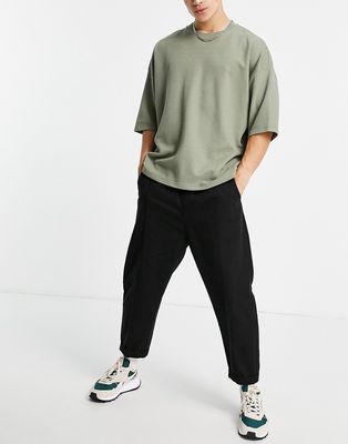 Bershka loose fit drop crotch pants in black