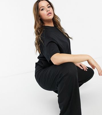 ASOS DESIGN Curve mix & match jersey pajama tee in black