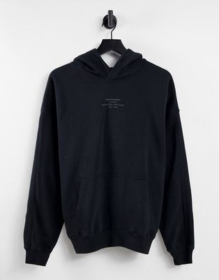 Abercrombie & Fitch small scale center address logo hoodie in black
