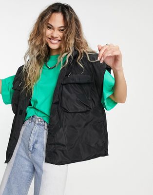 Noisy May padded utility vest in black