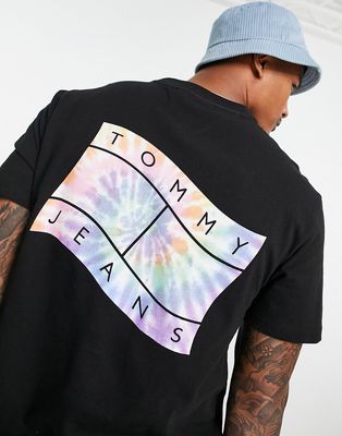 Tommy Jeans flag tie dye back print t-shirt classic fit in black