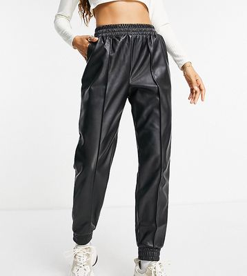 Threadbare Petite Eyal PU sweatpants in black