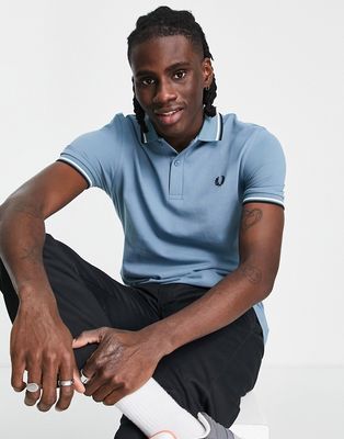 Fred Perry Tipped Polo Shirt In Blue
