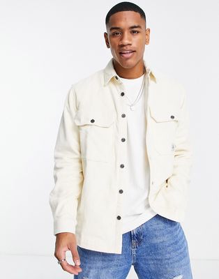 Selected Homme boiled wool overshirt in oatmeal-Neutral