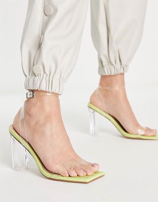 Simmi London Heidi block heel sandals in lime-Green