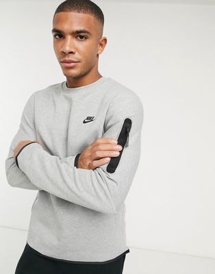 Nike Tech Fleece crew neck sweatshirt in gray heather-Grey